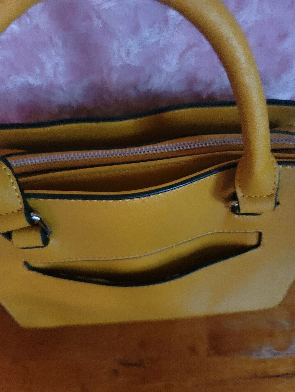GUESS Mustard Yellow Structured Top-Handle Satchel